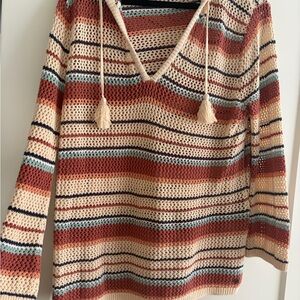 Roxy Striped Knit Hoodie Sweater size M